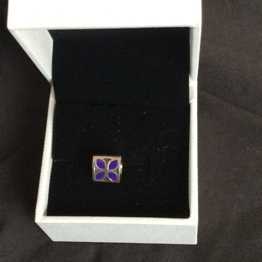 Pandora purple 4 petal flower charm